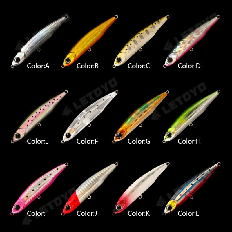 Leurre dur Letoyo Sinking Pencil 17g, leurre stickbait pour la pêche du brochet, black bass et