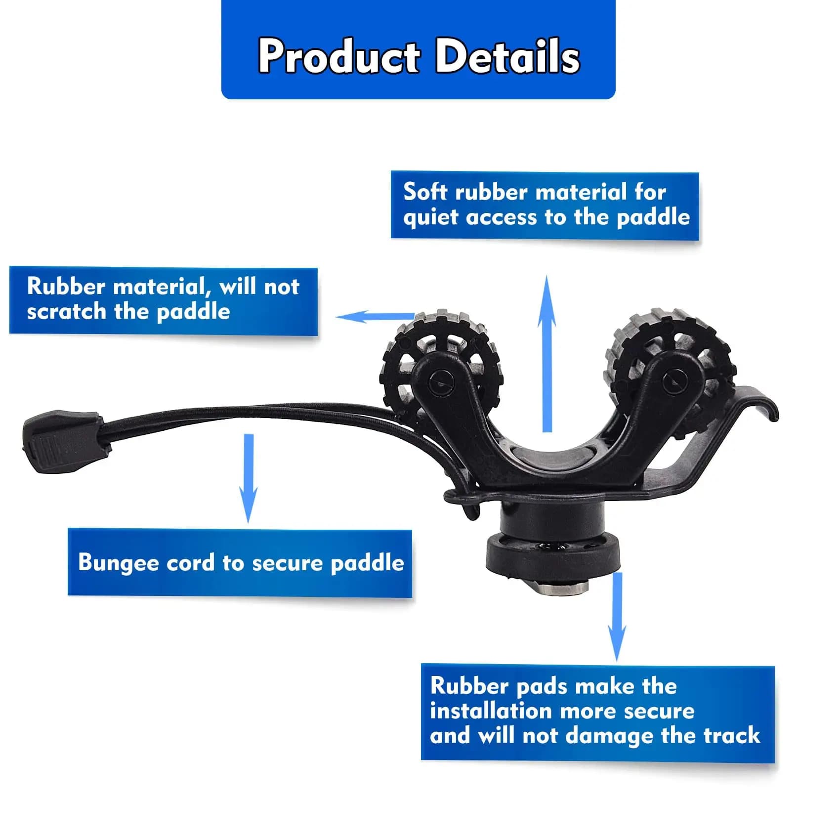 Support de pagaie pour kayak de pêche - Accessoire de fixation sur rail pour canne à pêche
