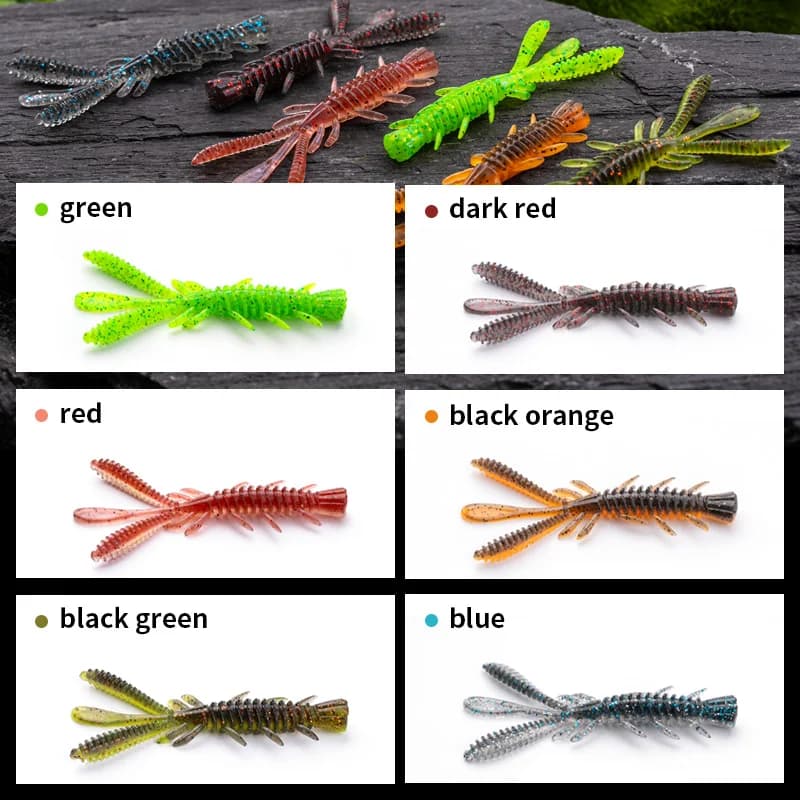 Leurre Souple Crevette Flottant LINNHUE - Appât NED Rig avec Attractant Poissons Silicone