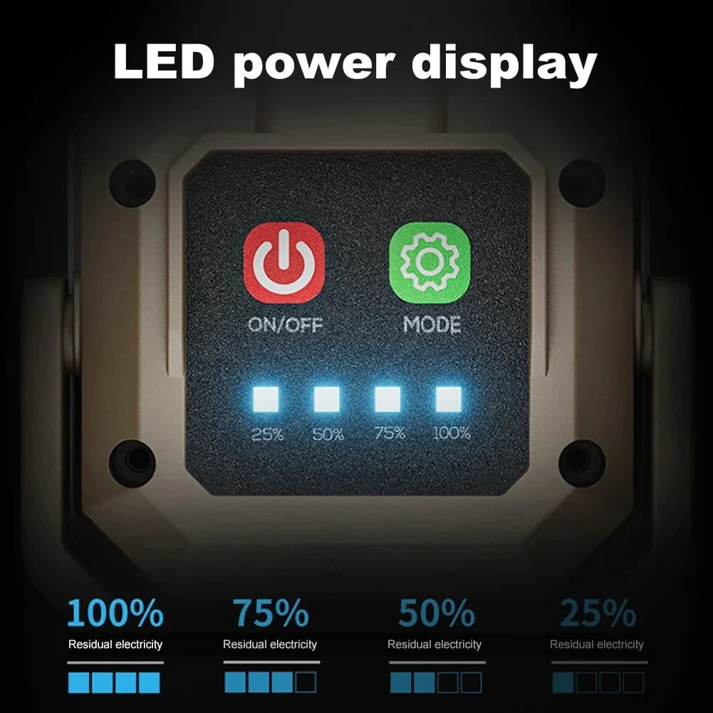 Lampe de travail LED rechargeable étanche avec base magnétique pour réparation bateaux et urgences