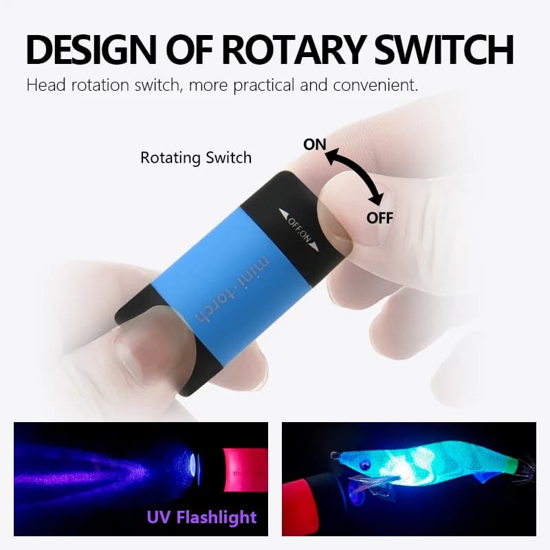 Lampe torche UV LED rechargeable USB étanche pour pêche au calmar et jigging métal