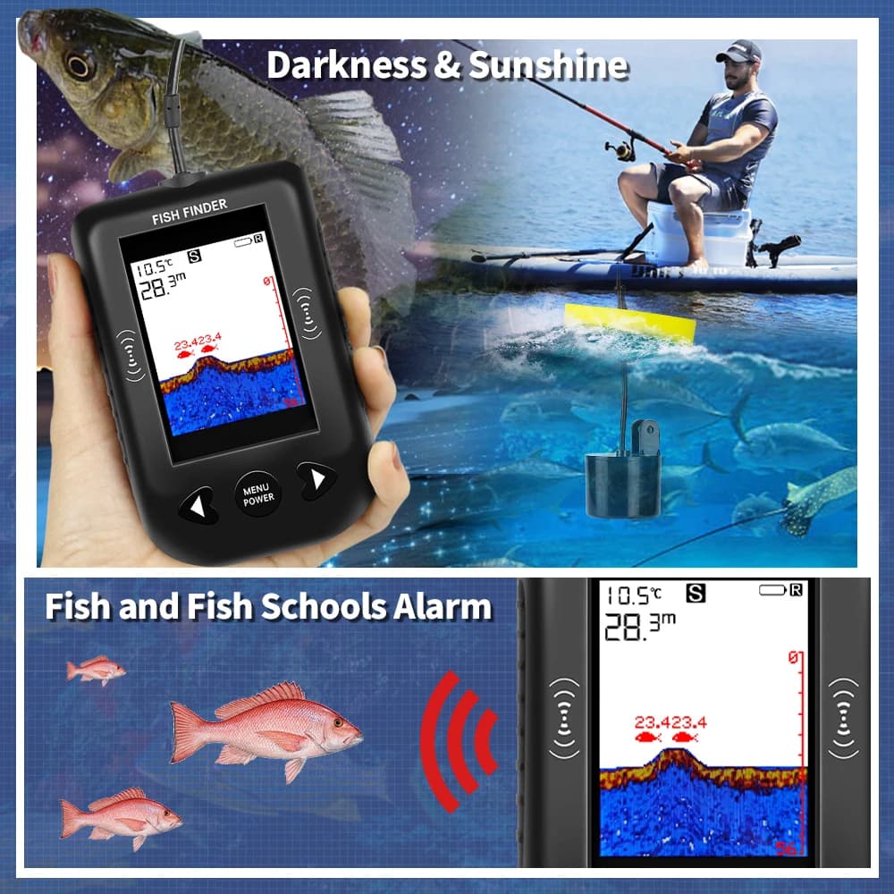 Échosondeur portable Erchang pour kayak pêche sonar main profondeur eau détecteur poissons castable