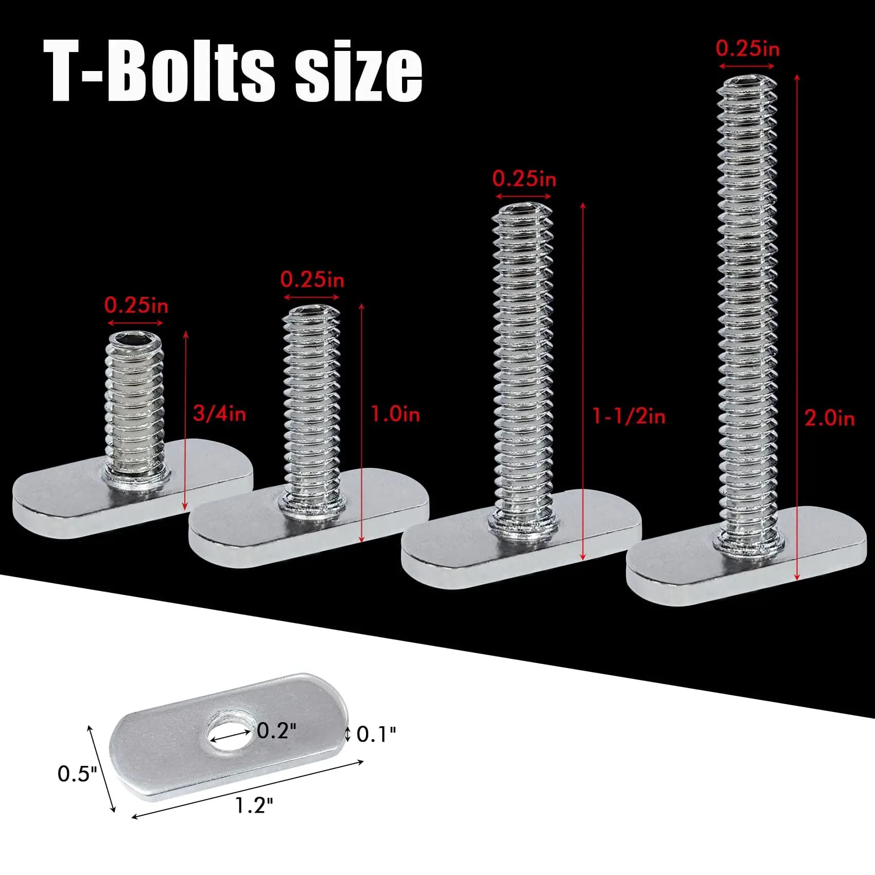 Vis inox pour rail kayak Aventik - Compatible tous rails T-track 1 à 2 pouces pour accessoires pêche