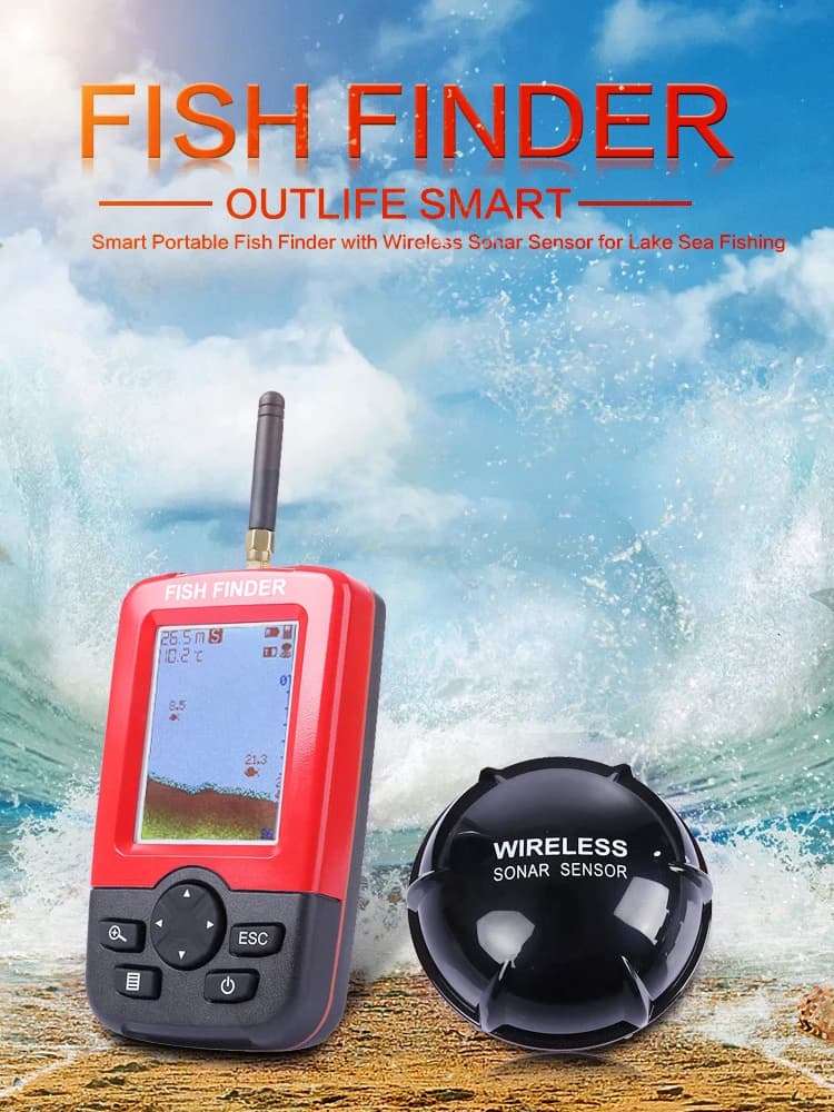 Détecteur de poissons portable sans fil 45M - Sonar avec alarme pour pêche mer rivière lac