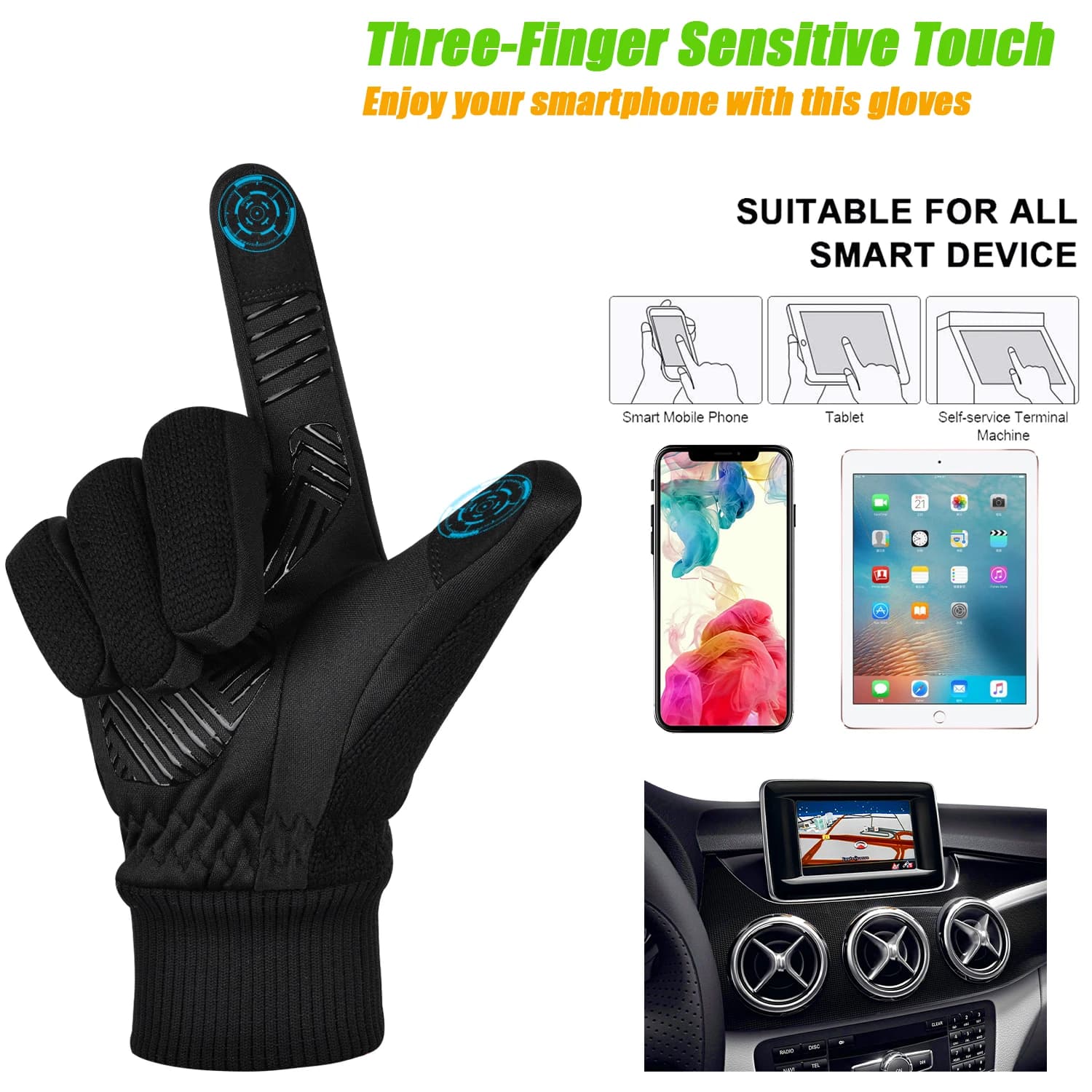 Gants hiver pêche -10°C MOREOK avec Thinsulate 3M - Gants tactiles vélo thermiques anti-dérapants hommes femmes