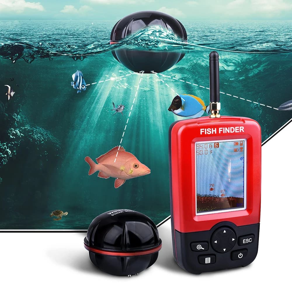 Détecteur de poissons portable sans fil 45M - Sonar avec alarme pour pêche mer rivière lac