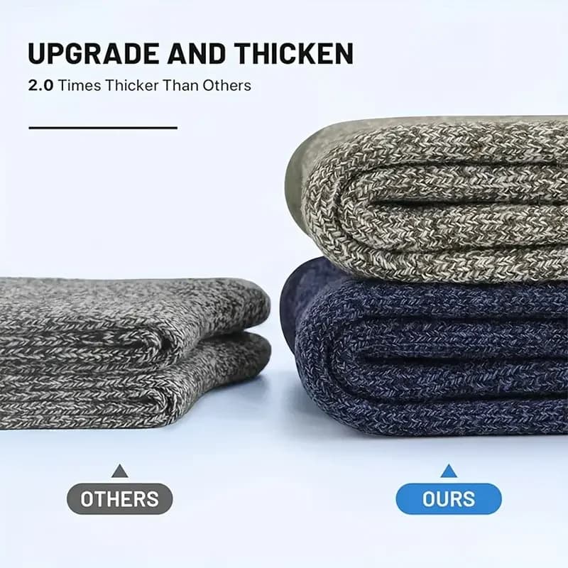 Chaussettes randonnée homme en laine mérinos épaisses - 5 paires thermiques pour temps froid et activités outdoor