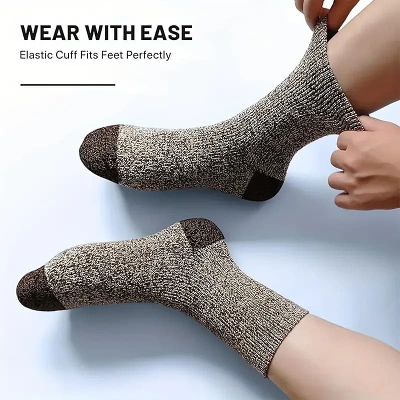 Chaussettes randonnée homme en laine mérinos épaisses - 5 paires thermiques pour temps froid et activités outdoor