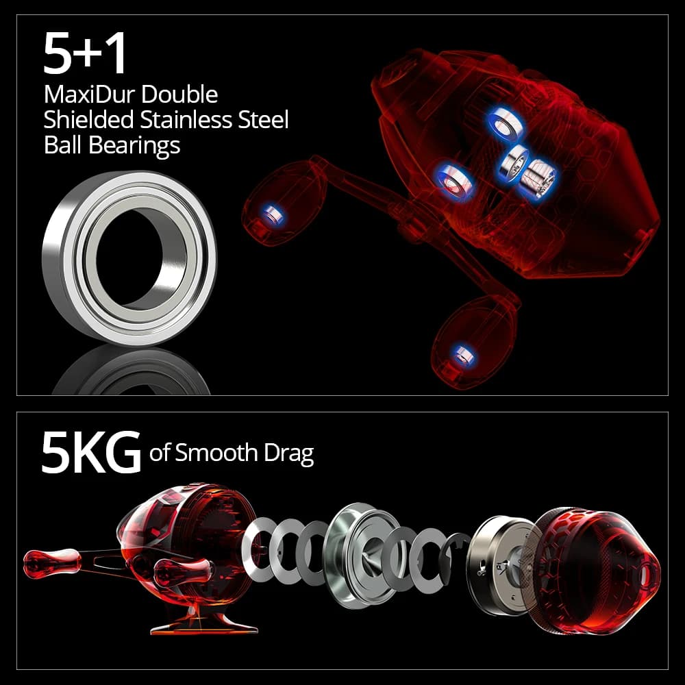 Moulinet spincast KastKing Brutus design push-button - Ratio 4.0:1 haute vitesse facile à utiliser