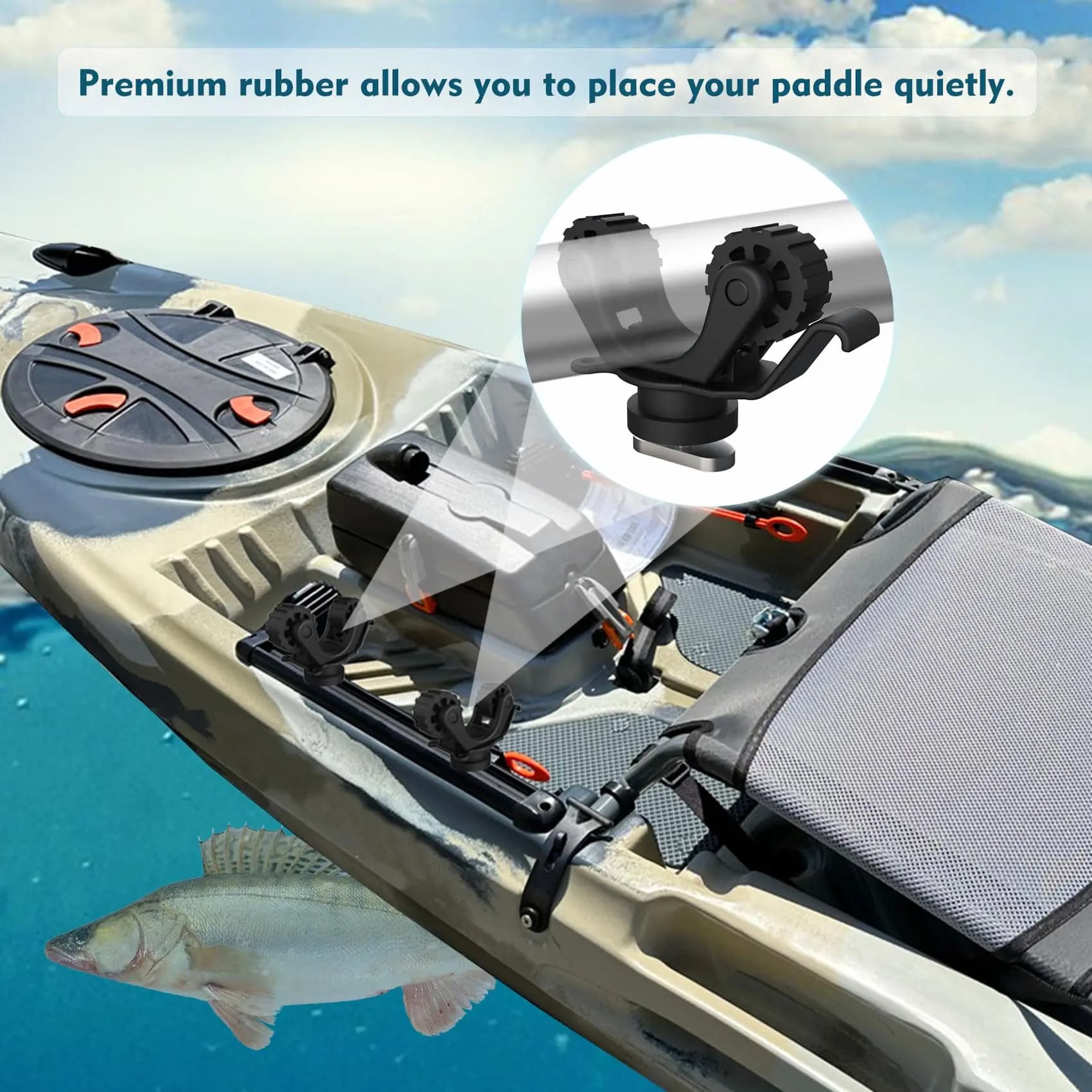 Support de pagaie pour kayak de pêche - Accessoire de fixation sur rail pour canne à pêche