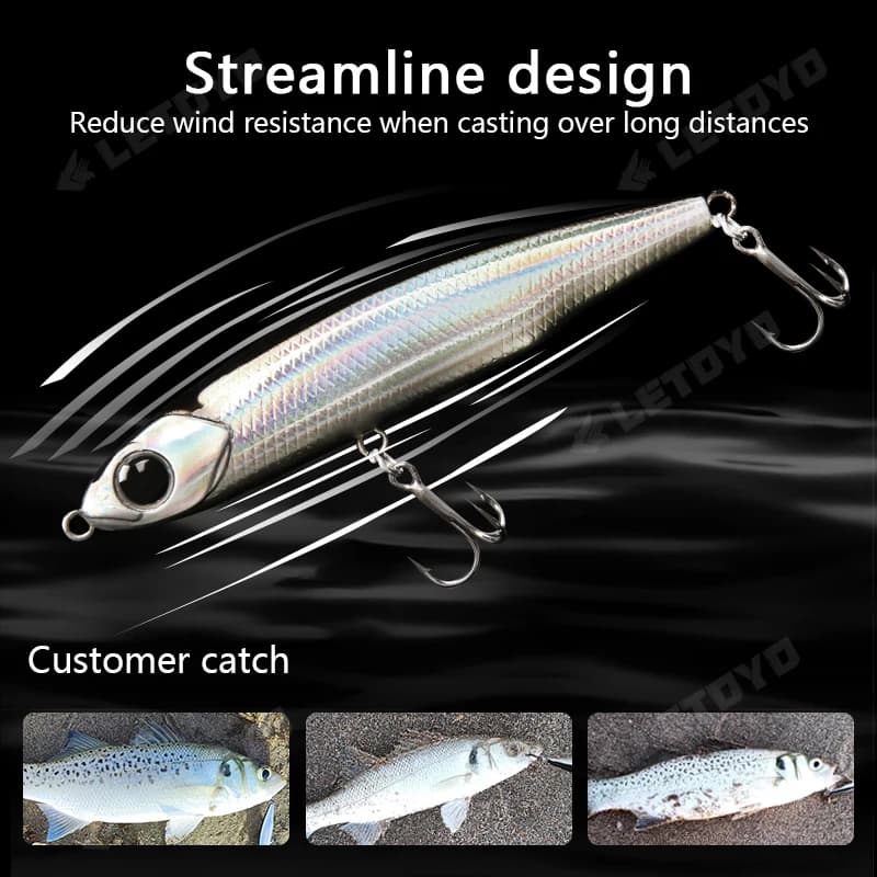 Leurre dur Letoyo Sinking Pencil 17g, leurre stickbait pour la pêche du brochet, black bass et