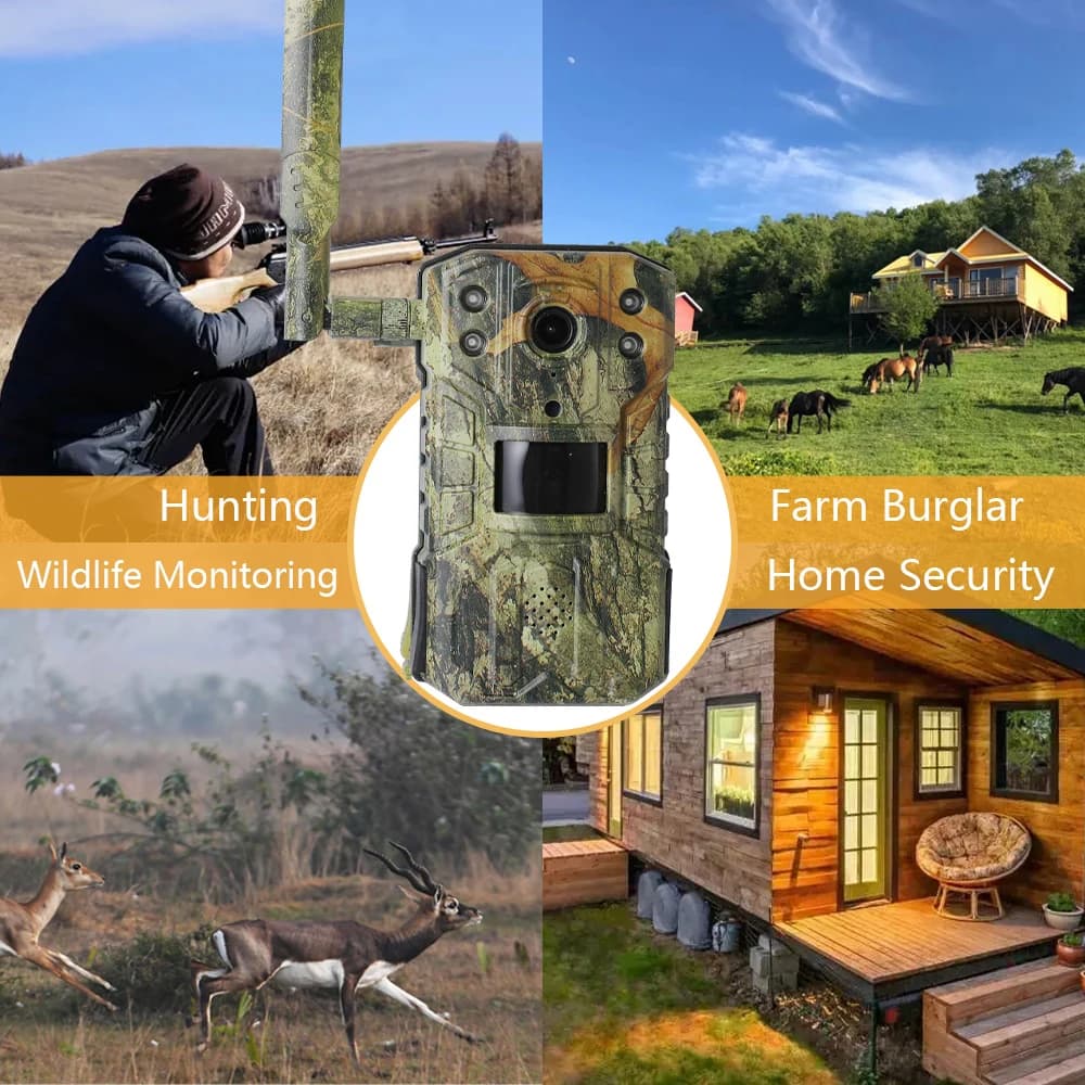 Caméra trail chasse 4G solaire 4MP étanche détection PIR 20M vision nocturne 30M tracking wildlife