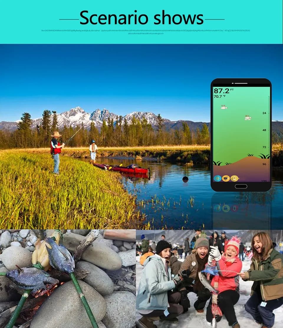 Détecteur de poissons intelligent sans fil Bluetooth portable 48m pour iOS Android équipement pêche extérieur