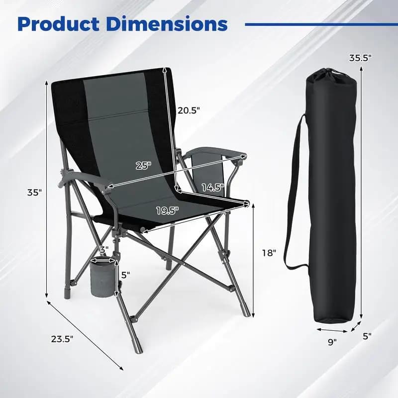 Chaise Oxford pliante camping portable - Siège pêche noir une pièce pour extérieur