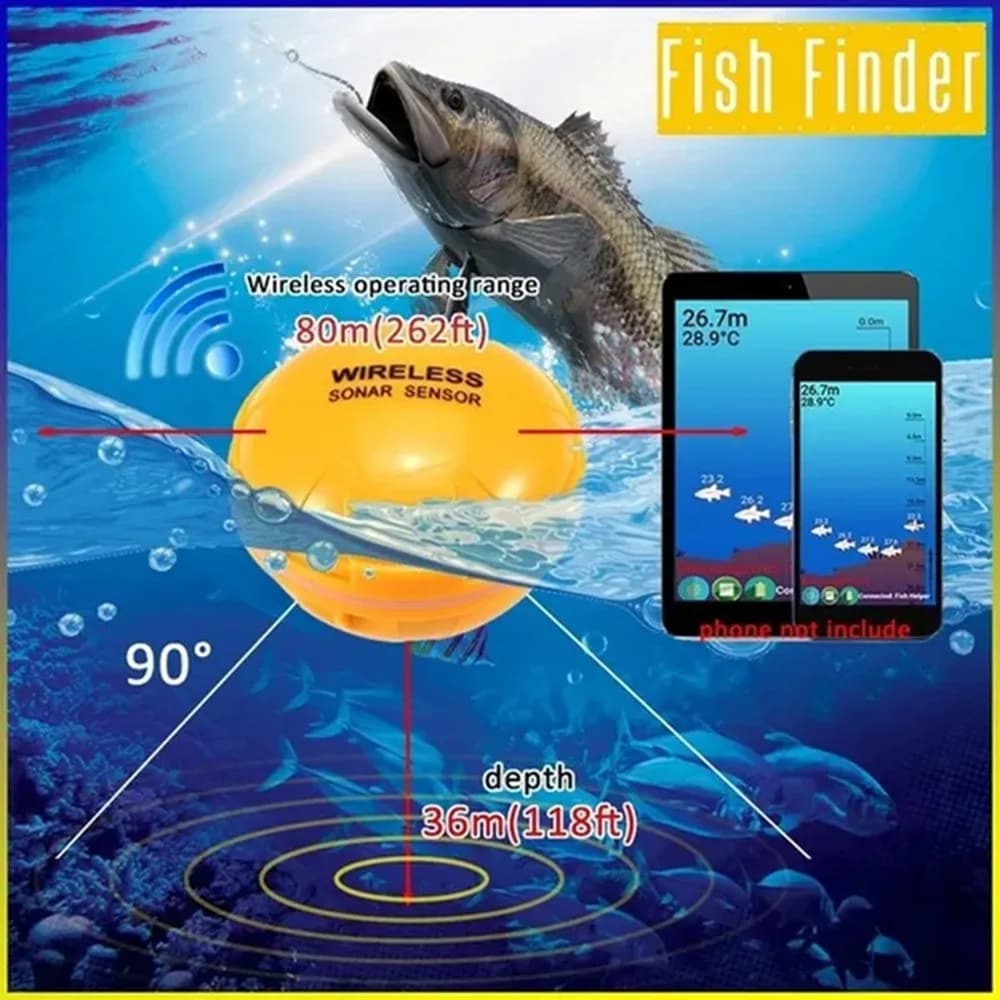 Détecteur de poissons intelligent sans fil Bluetooth portable 48m pour iOS Android équipement pêche extérieur