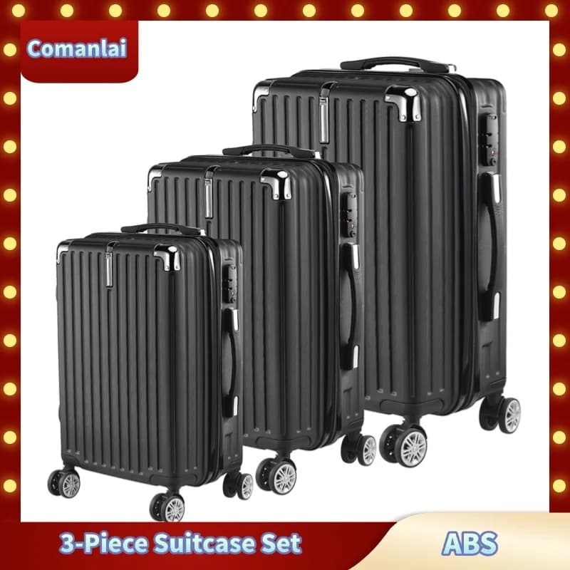 Set valises Comanlai 3 pièces TSA lock ABS 4 roues 28/24/20 pouces voyage trolley rigide