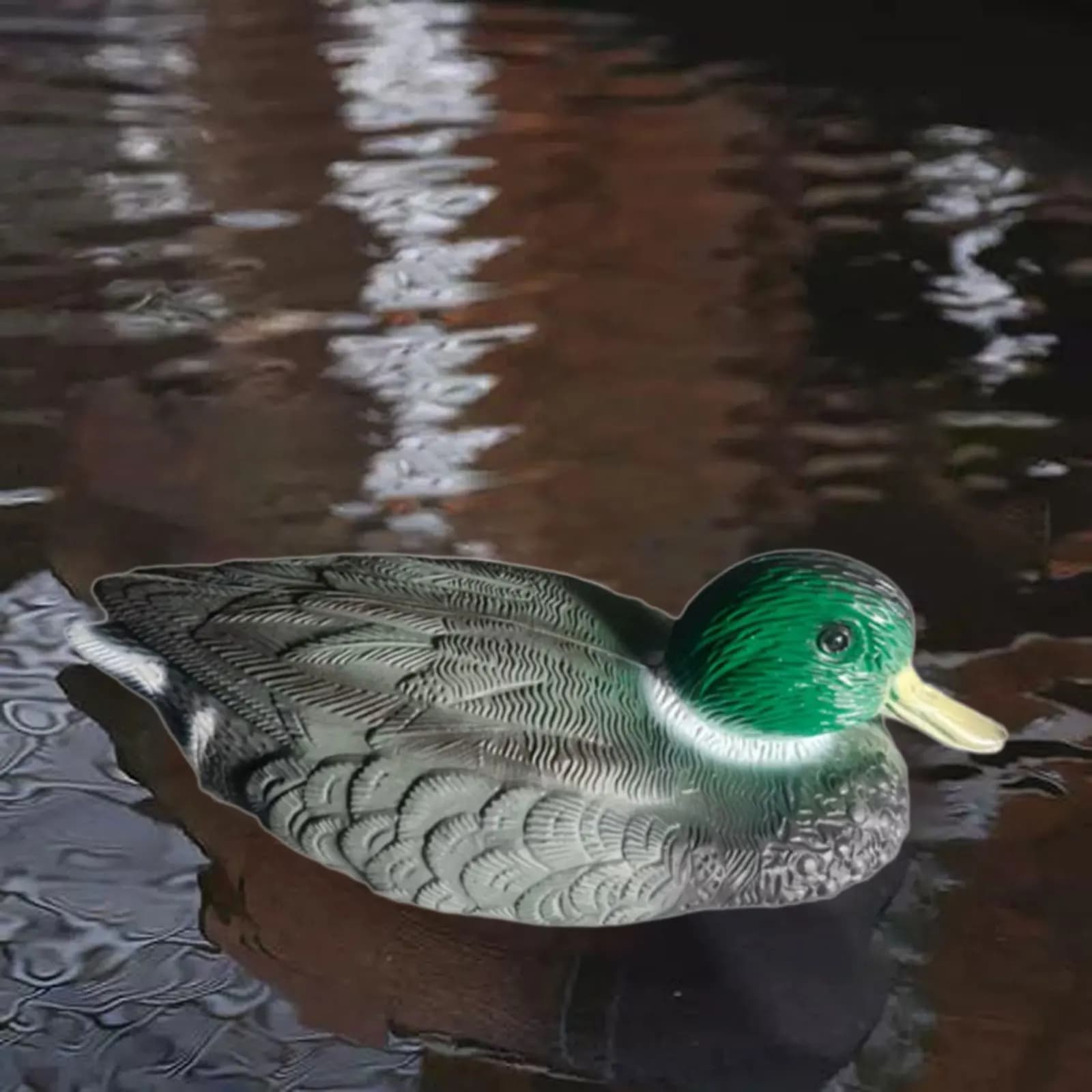 Leurre canard mâle flottant plastique décoration jardin et chasse aux canards