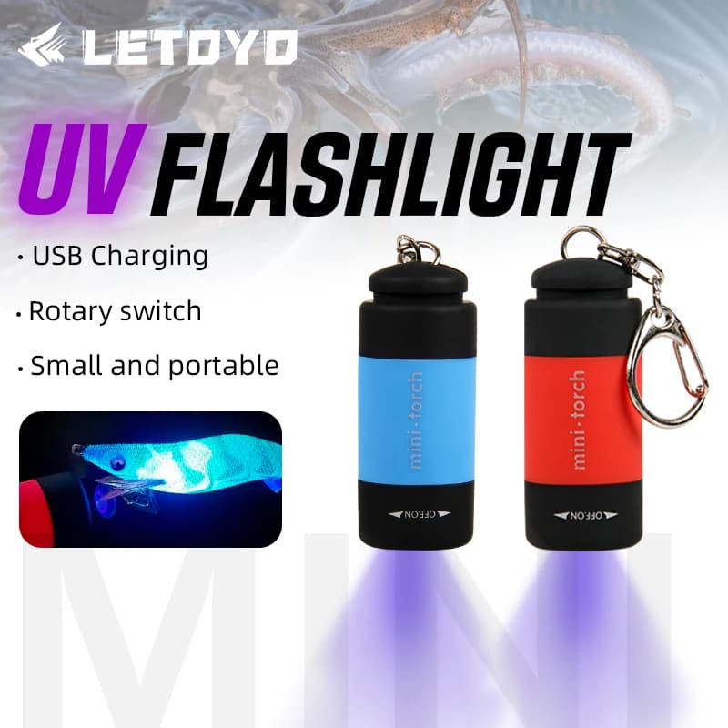 Lampe torche UV LED rechargeable USB étanche pour pêche au calmar et jigging métal