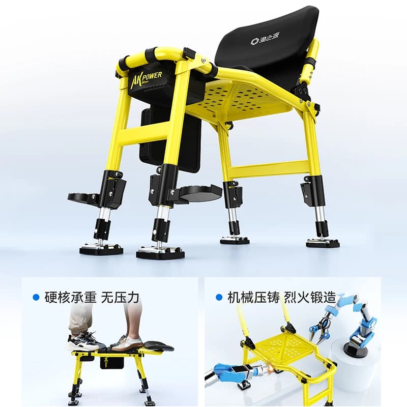Chaise pêche tout-terrain confortable pliante - Siège multifonction avec pieds télescopiques réglables