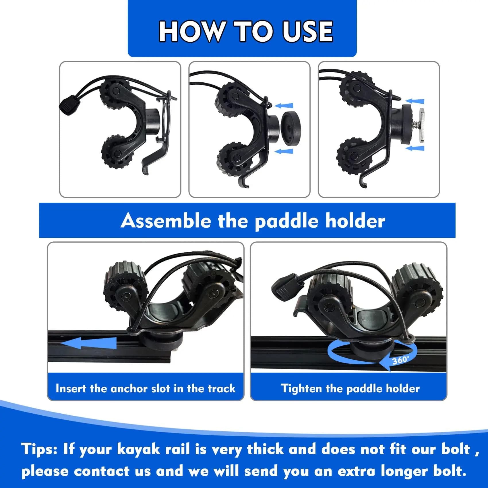 Support de pagaie pour kayak de pêche - Accessoire de fixation sur rail pour canne à pêche