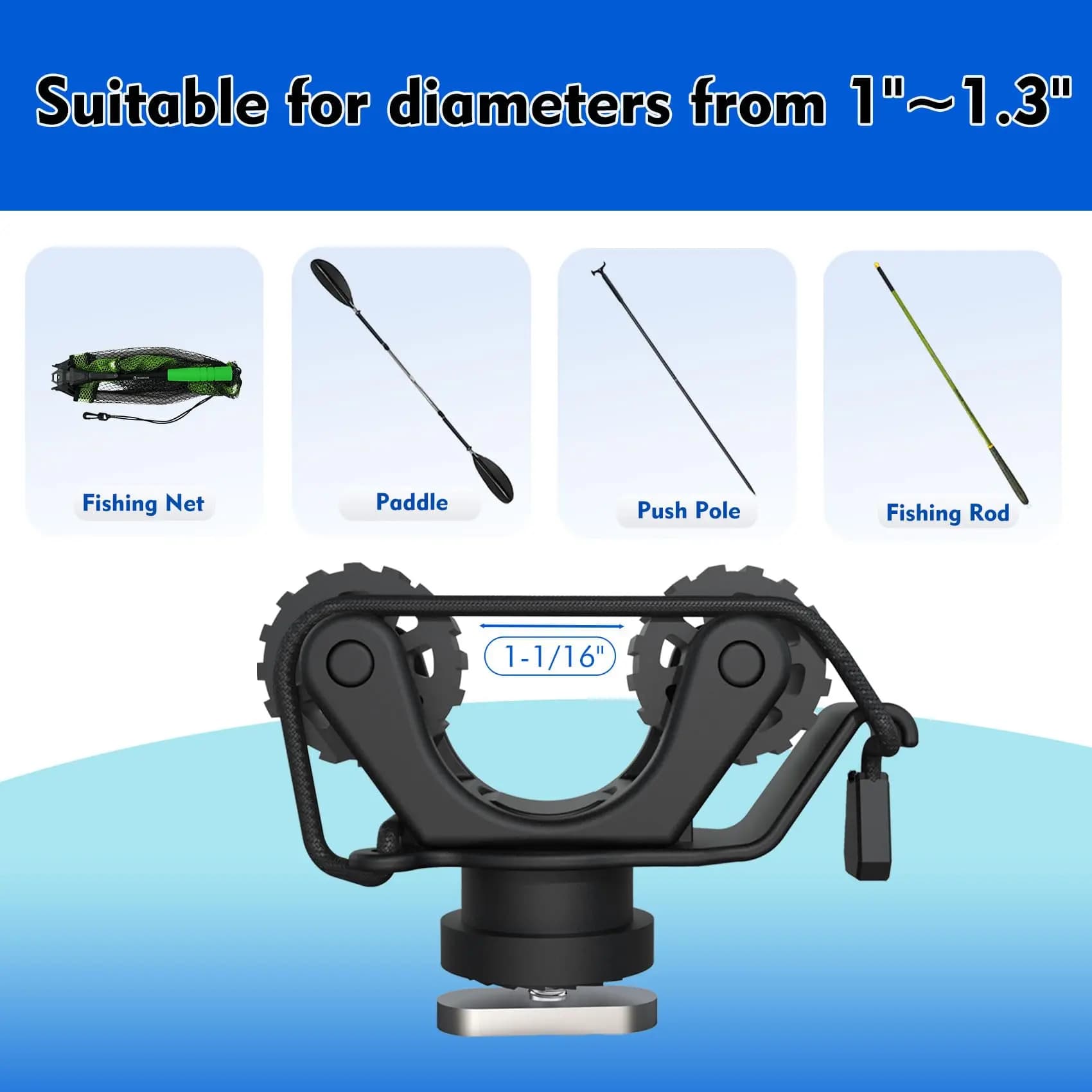 Support de pagaie pour kayak de pêche - Accessoire de fixation sur rail pour canne à pêche