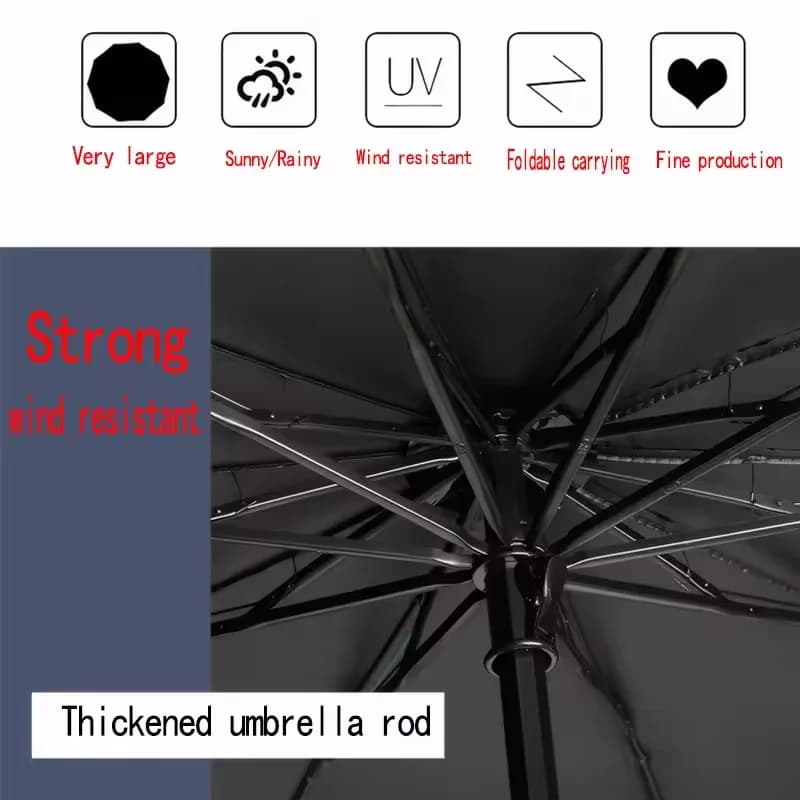 Grand parapluie pliant 130cm extra-large soleil pluie vent imperméable protection complète homme femme