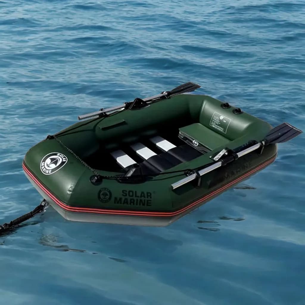 Bateau à rames gonflable solaire B175-1 PVC - Canoë pêche 1 personne 175cm avec plancher bois