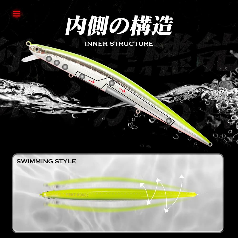 Leurre de pêche Hunthouse Tide Minnow 175mm - Appât dur coulant pour bar et brochet