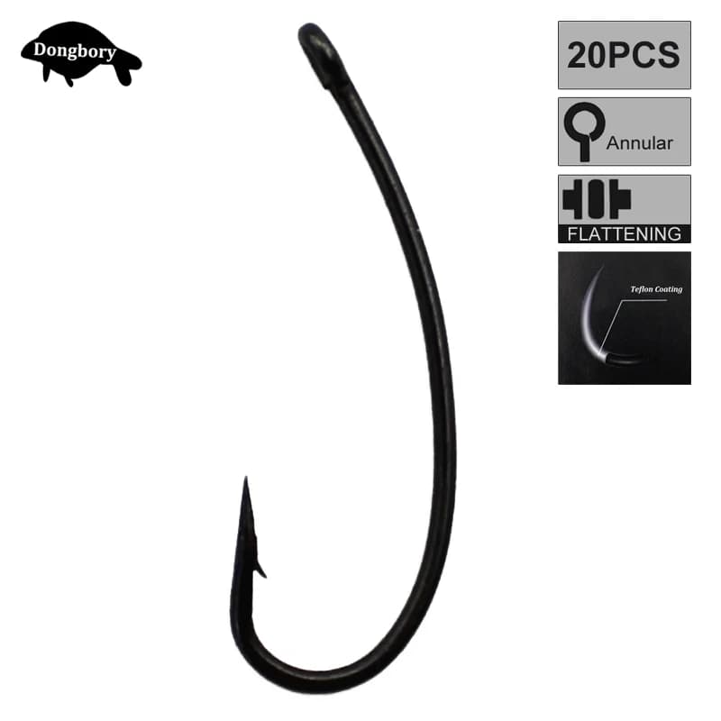 Hameçons longue tige 20PCS pour carpe avec revêtement téflon - Accroche robuste pour montage chod rig