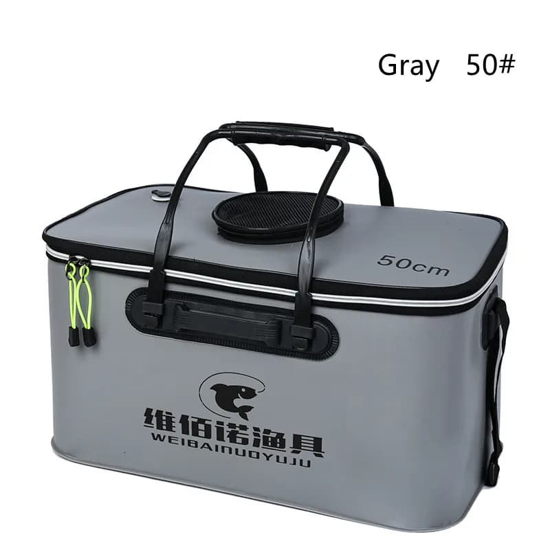 Seau pliable pêche EVA 30-55cm portable, boîte à appâts avec poignée, réservoir eau pour pêche extérieure
