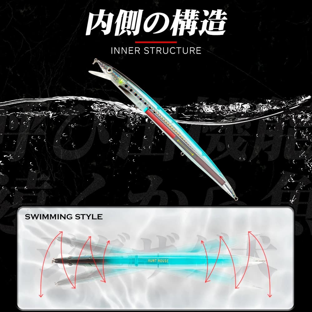 Leurre Sandeel Minnow Hunthouse 14g 23g 33g : Stickbait Long Casting pour la Pêche de la