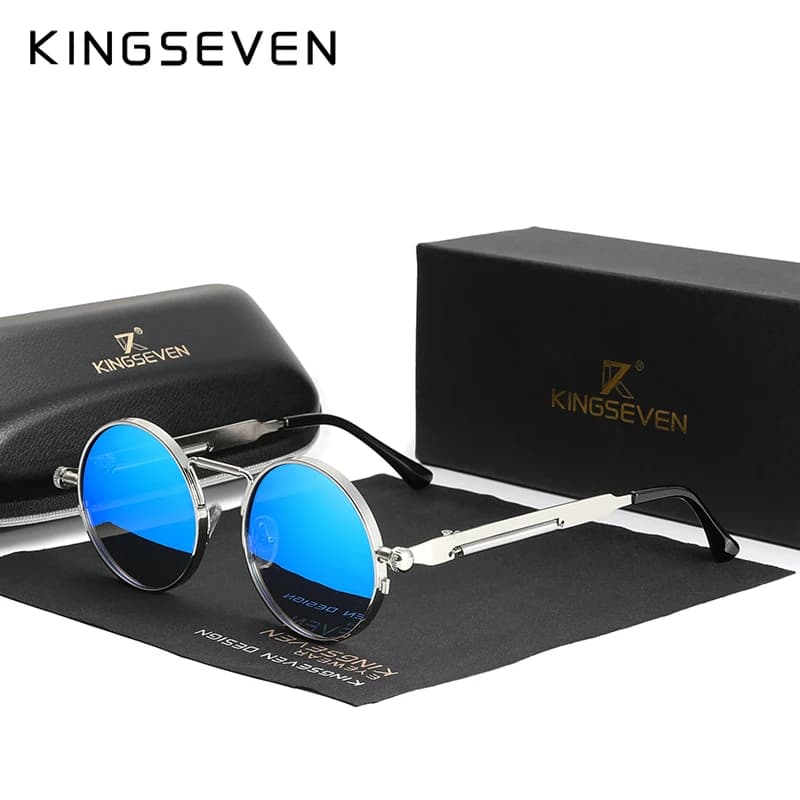 Lunettes de soleil gothique steampunk polarisées vintage pour pêcheur - cadre métal rond unisexe