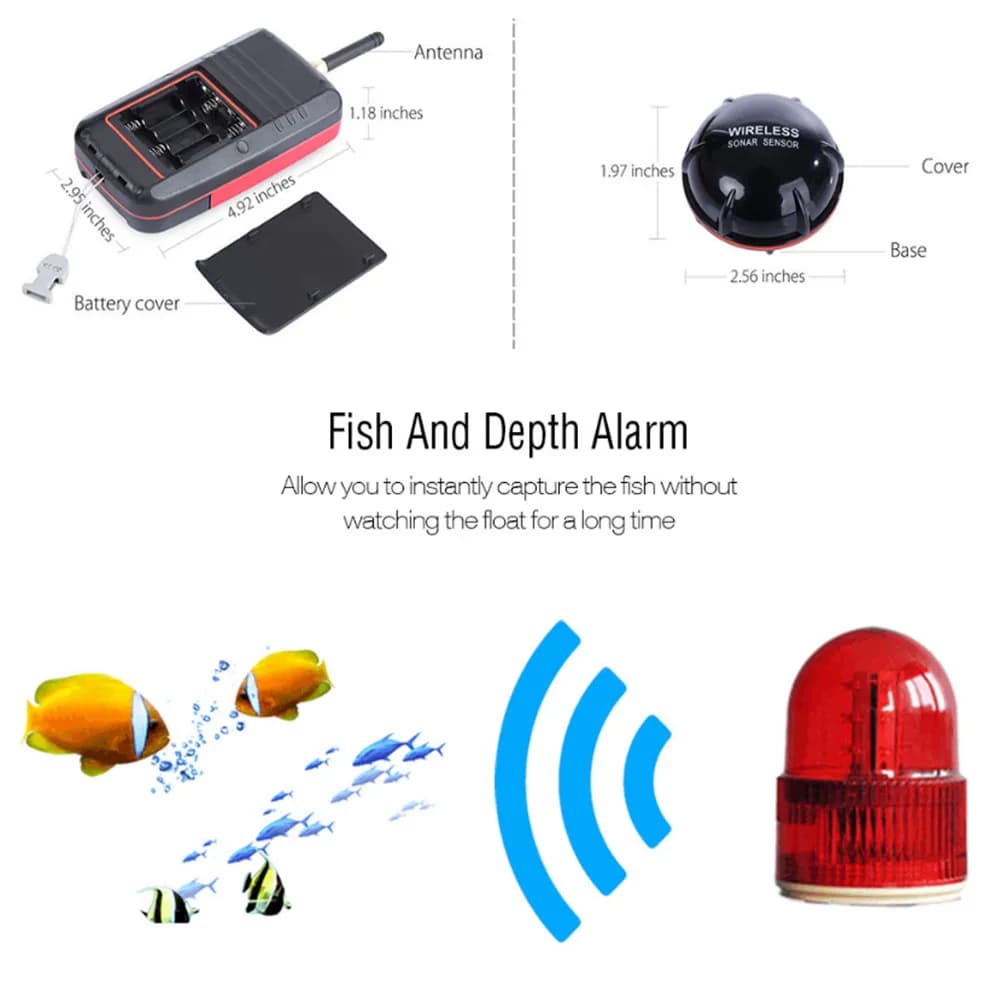 Sonar portable sans fil Smart Fish Finder avec alarme de capture et écran LCD pour détecteur de poissons