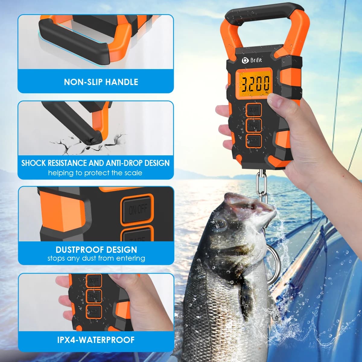 Pèse-personne numérique pêche 50kg avec règle balance cuisine et bagages portable