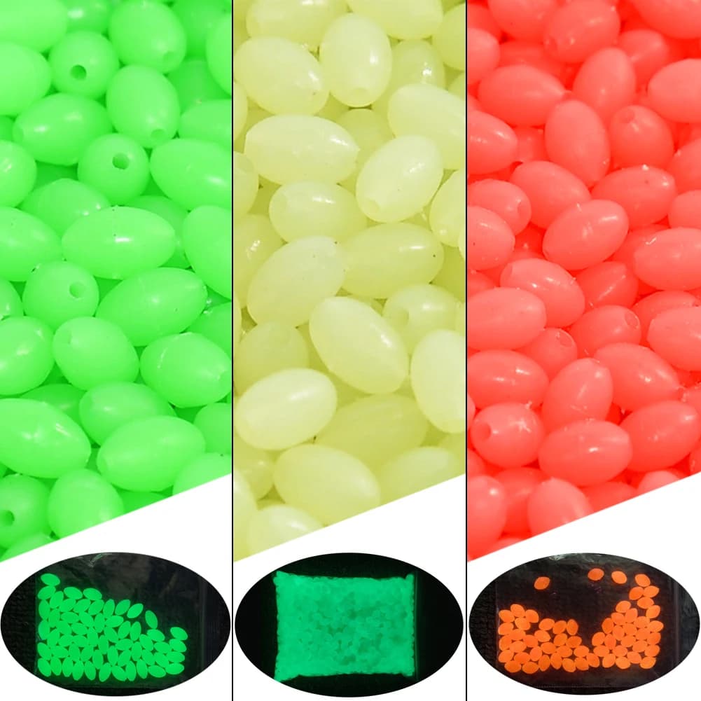 Perles d'arrêt lumineuses INFOF 100-500 pièces - Accessoires pêche mouche nocturne et stoppers ovales en caoutchouc