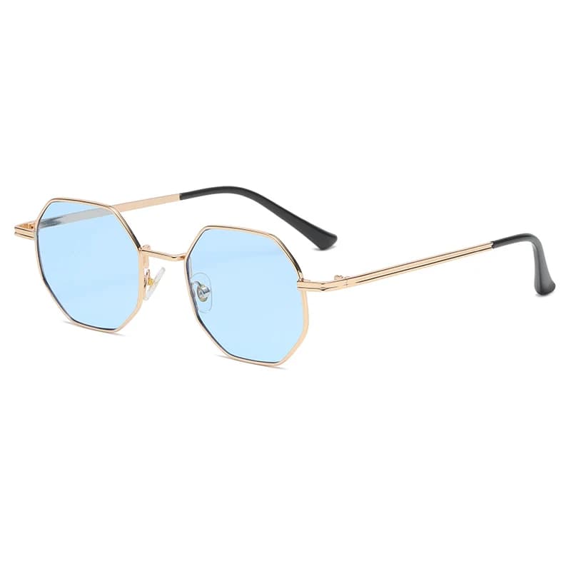 Lunettes de soleil métal polygon vintage UV400 - Design luxe miroir pêche femmes hommes
