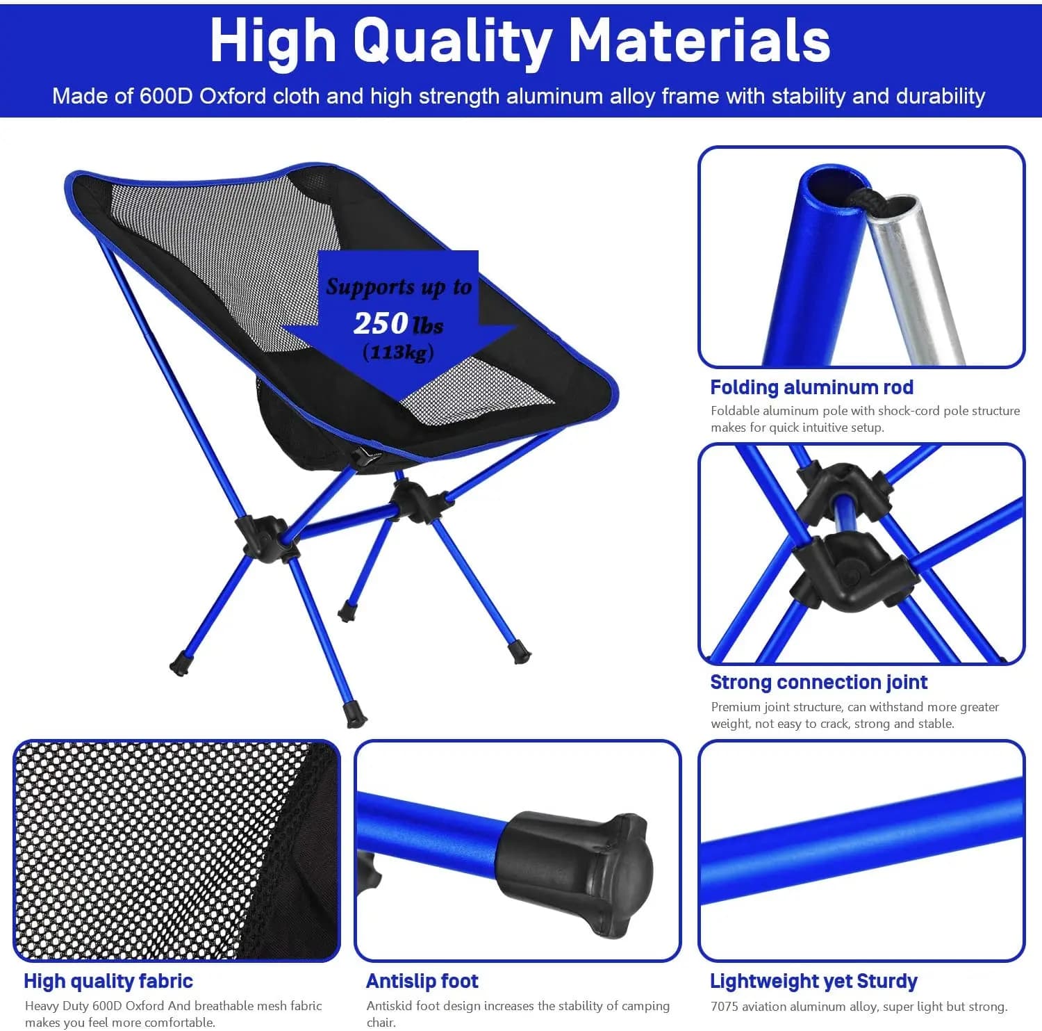 Fauteuil pliant ultra-léger démontable pour pêche nomade, camping et randonnée