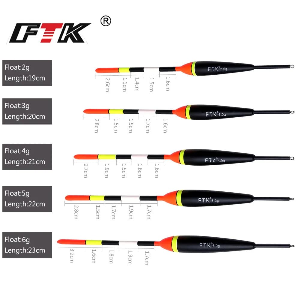 Flotteur pêche carpe lumineux Barguzinsky Fir Light On The Dark, 5 pièces, 19-23cm, portance 2g-6g pour
