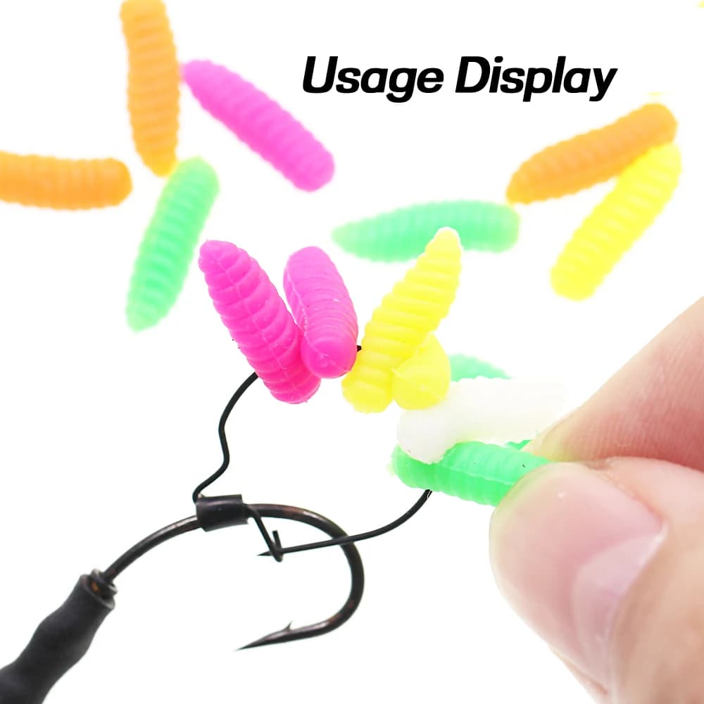 Asticots flottants artificiels Bimoo pour method feeder - 100 pièces 5 couleurs - appâts carpe