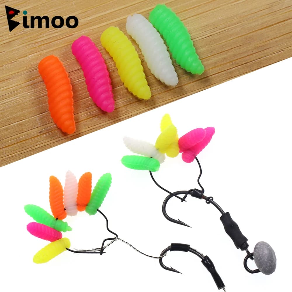 Asticots flottants artificiels Bimoo pour method feeder - 100 pièces 5 couleurs - appâts carpe