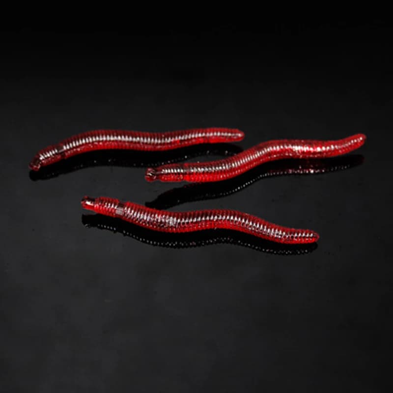 Leurre souple ver de terre fluorescent 35mm - 20-100 pièces avec odeur poisson et additif crevette pour bar et carpe