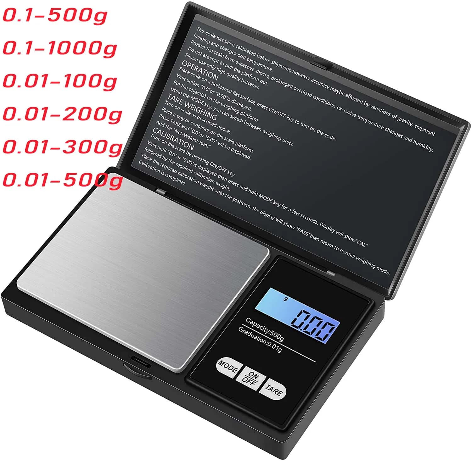 Balance numérique poche inox pêche précision 0.01g pesée appâts or portable