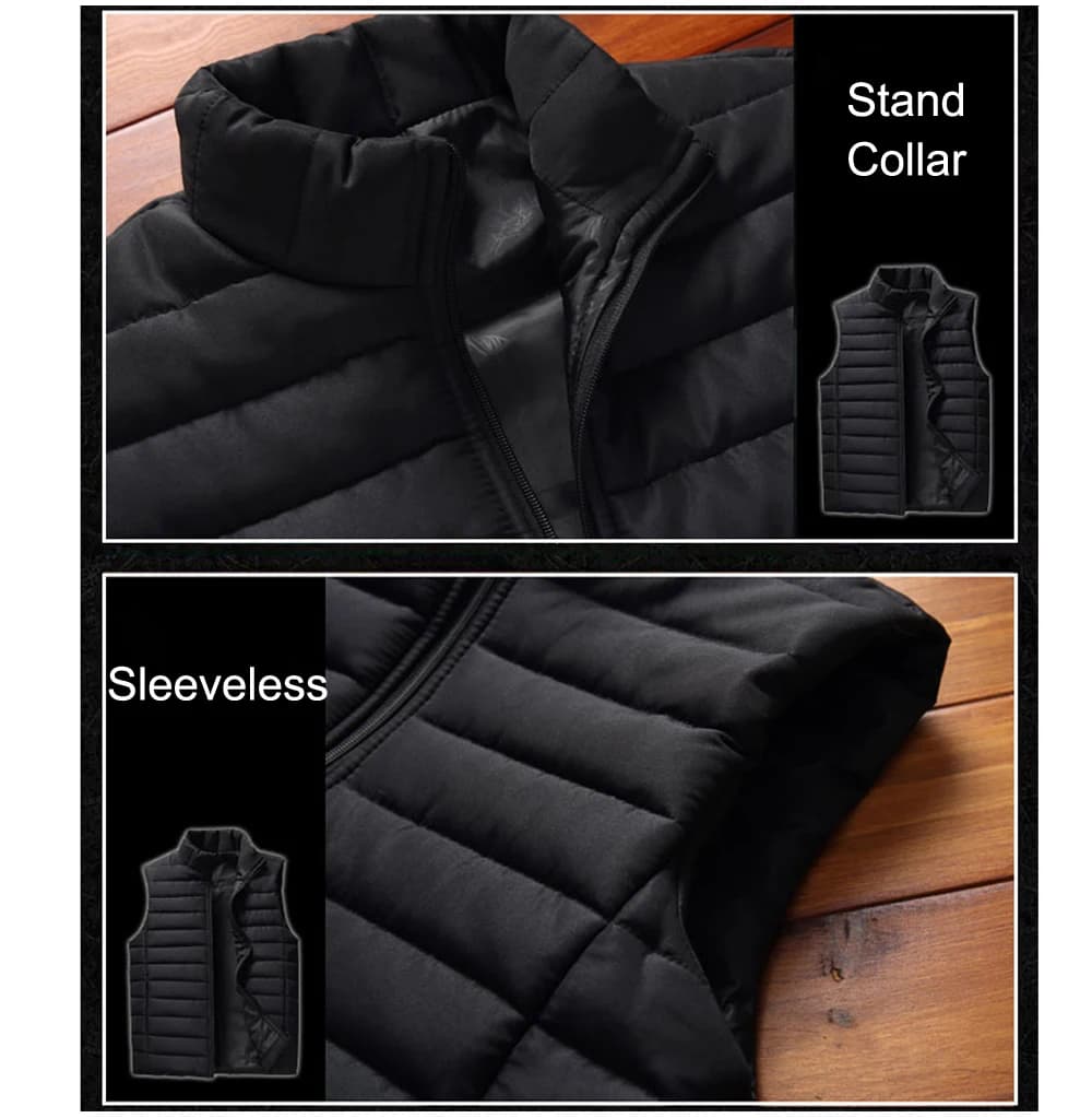Gilet matelassé homme sans manches hiver 5XL - Veste chaude col montant pour pêche par temps froid