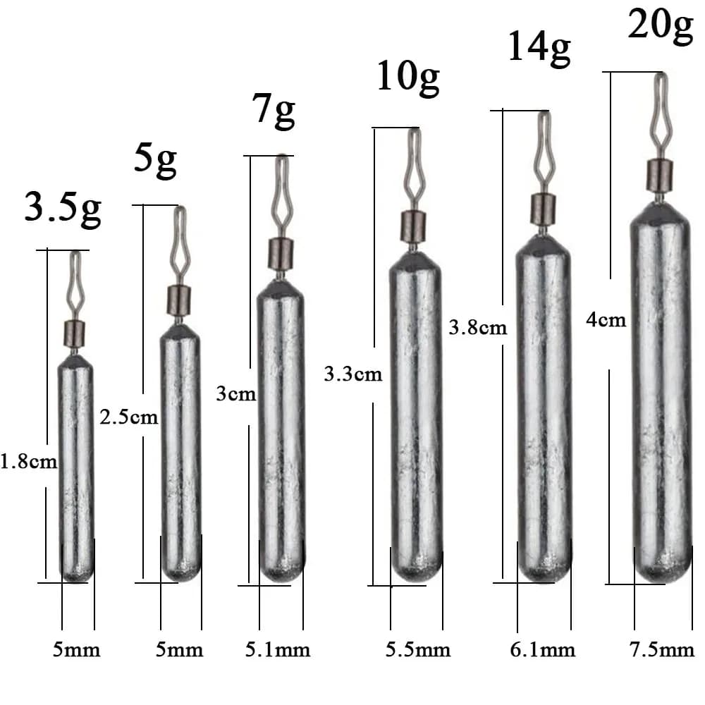Lot 10 plombs pêche drop shot 3.5g à 20g - Poids sinkers pour montages drop shot - Accessoires pêche