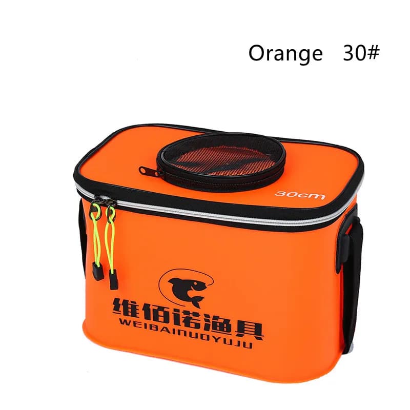 Seau pliable pêche EVA 30-55cm portable, boîte à appâts avec poignée, réservoir eau pour pêche extérieure