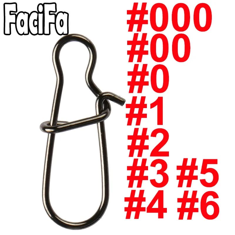 50 ou 100 pièces d'accessoires pêche clips Fastlock en acier inoxydable, snap à gâchette pour leurres et émerillons
