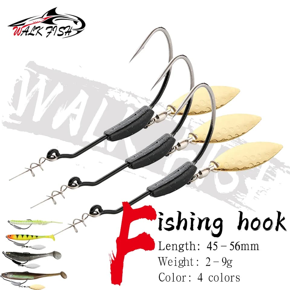 Hameçons crank WALK FISH 3 pièces 2g à 9g avec sequins - Cuillers métalliques avec système twist lock