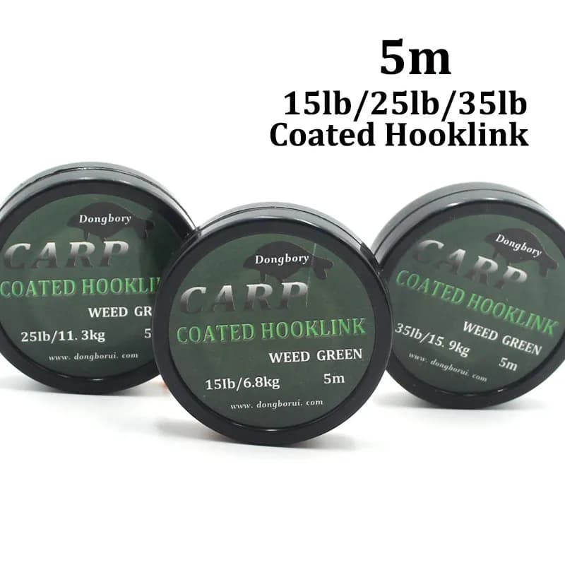 Ligne de pêche carpe gainée 5 mètres pour hair rig, résistance 15 à 35 livres, bas