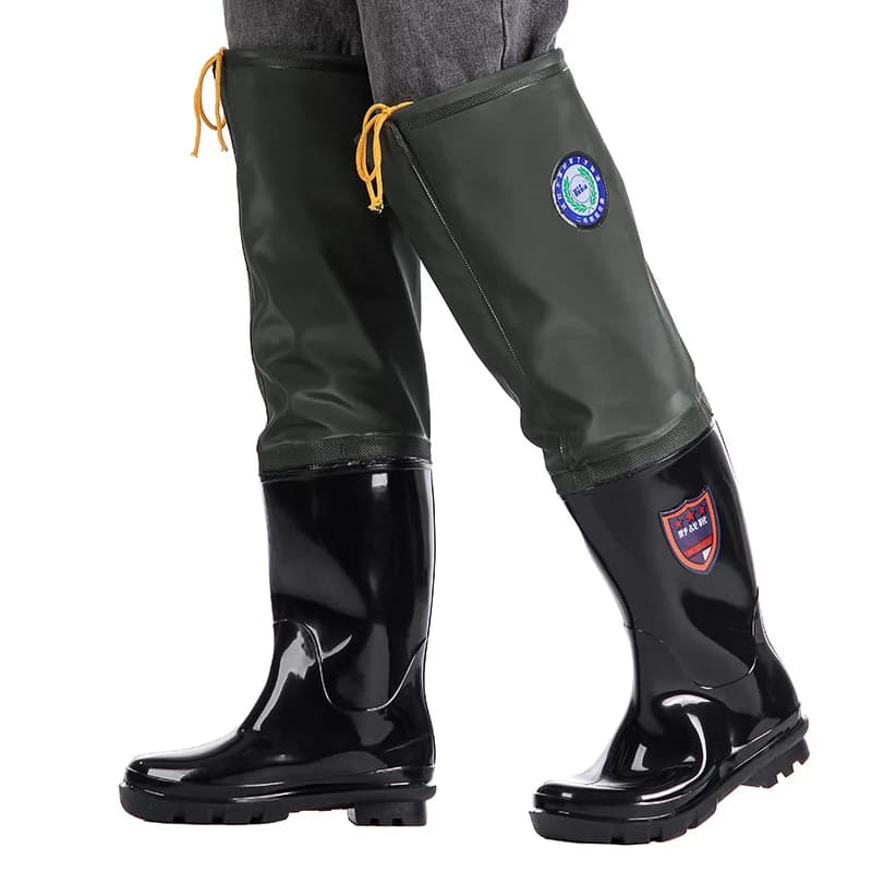 Waders de pêche renforcés imperméables - Pantalon multi-usage avec chaussures antidérapantes intégrées
