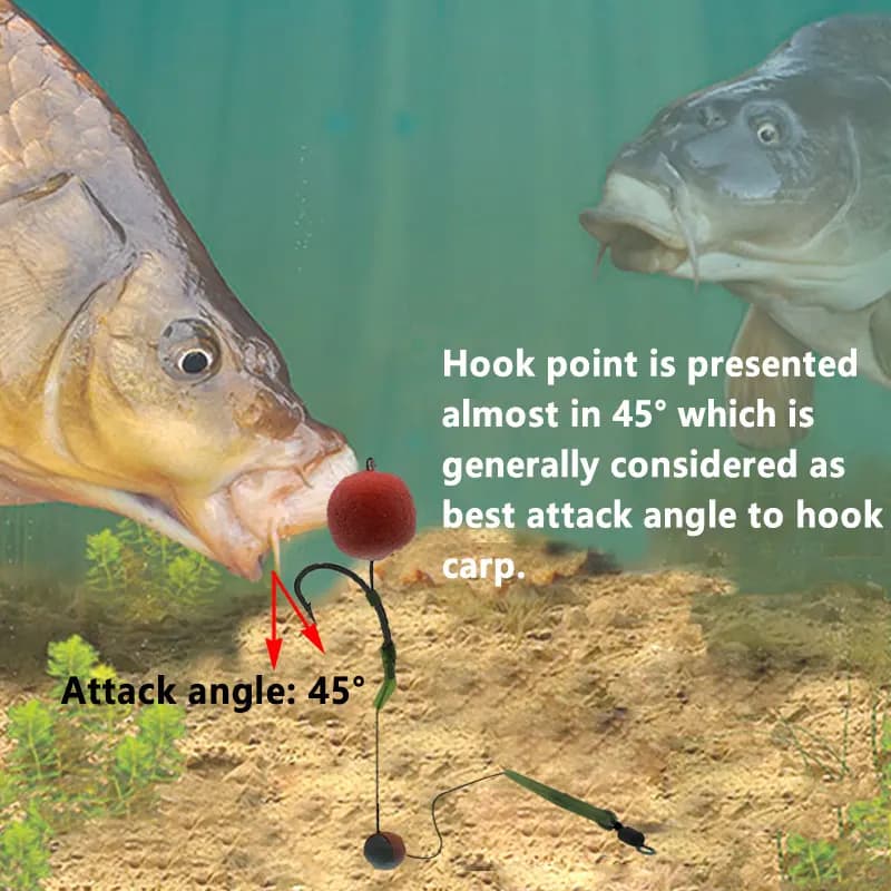 Montages cheveux prêts à pêcher 6 pièces - Équipement carpe tailles 2 à 8 pour pêche au coup